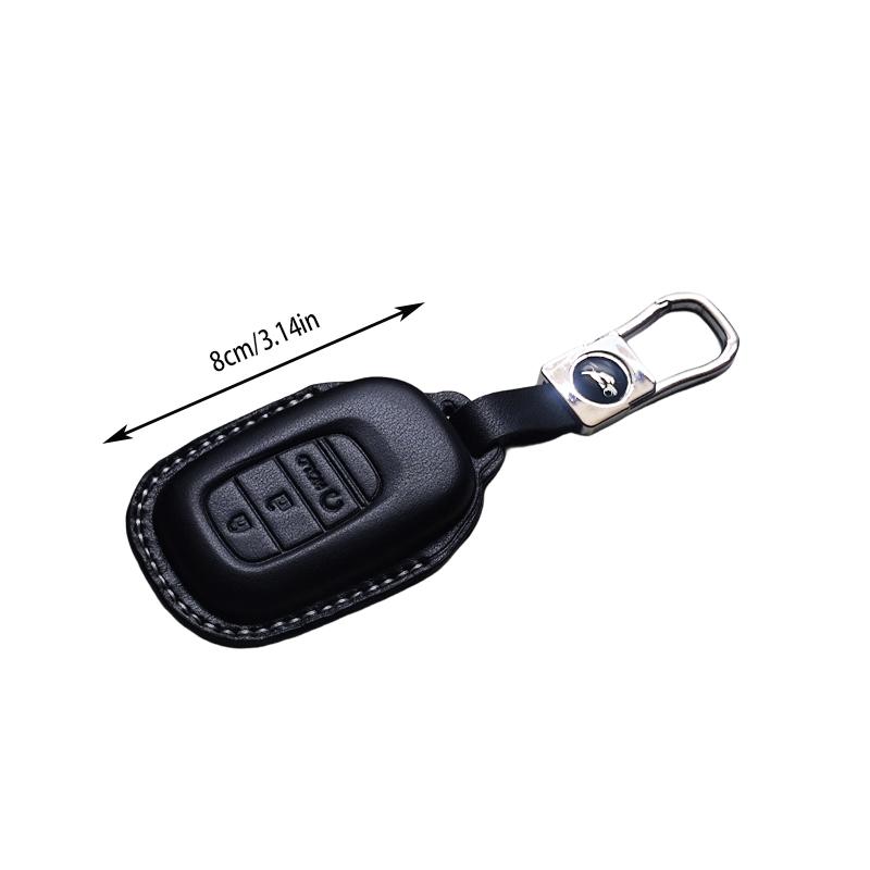 Genuine Leather Car Key Case Cover Fob For Honda Accord Civic 11Th    Hr-V Cr-V Pilot Sport Si Ex Keychain Protector