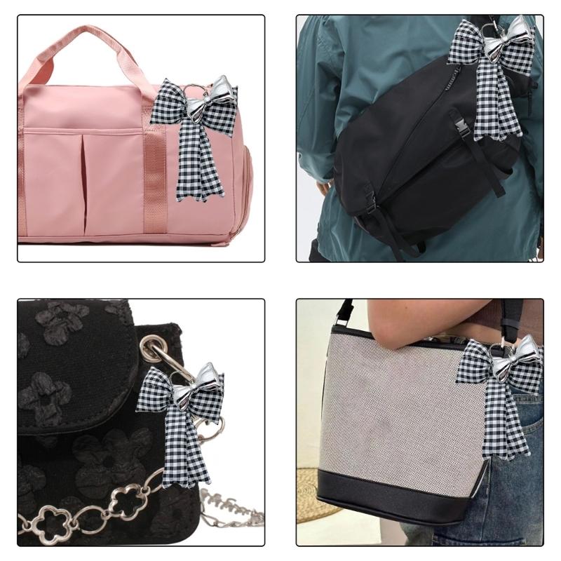 Stylish Bowknot Keychain Fashionable Cotton Bows Bag Pendant Phone Charm Keyring Elegant Accessory for Girls and Ladies