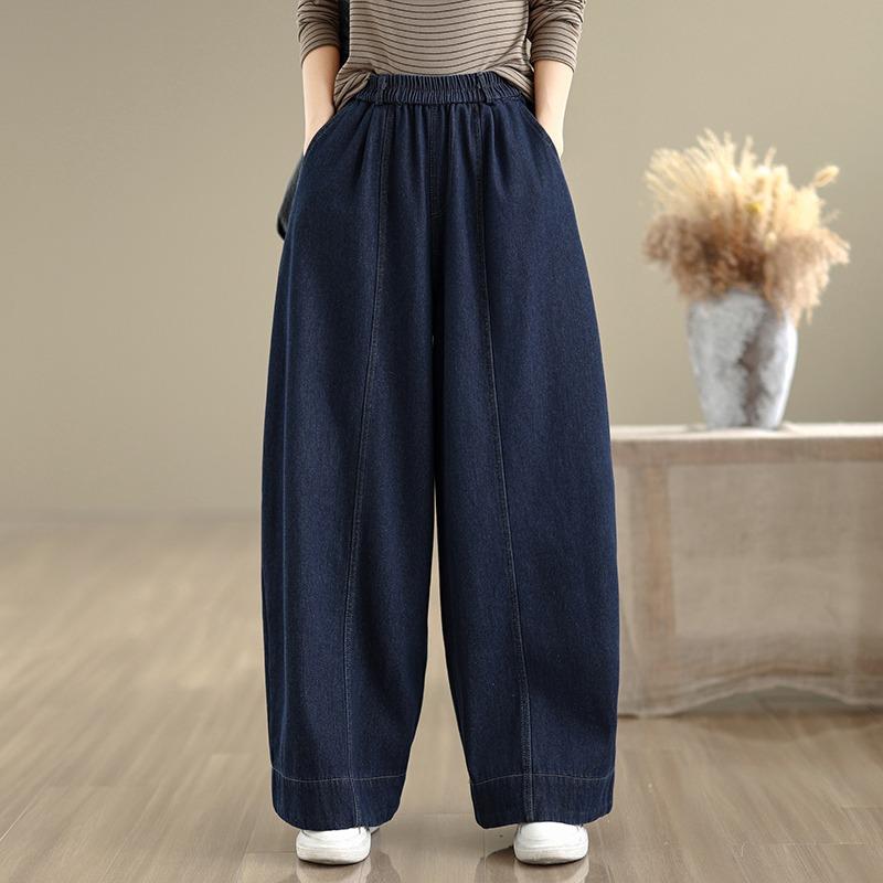 

DIMANAF 2025 Autumn Winter Plus Size Jeans Thicken New Women Vintage Flocking Cotton Denim Long Pants 2XL