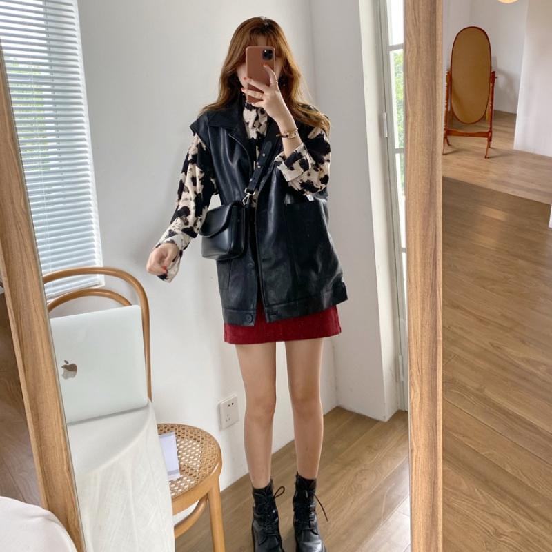 Potisk krávy Košile s knoflíky Ženy Halenka s dlouhým rukávem Korejská móda Oblečení Šifon Streetwear Topy velké velikosti Jaro Novinka