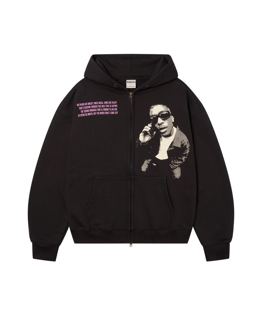 Amou Hotline Hoodie Zip-Up Black
