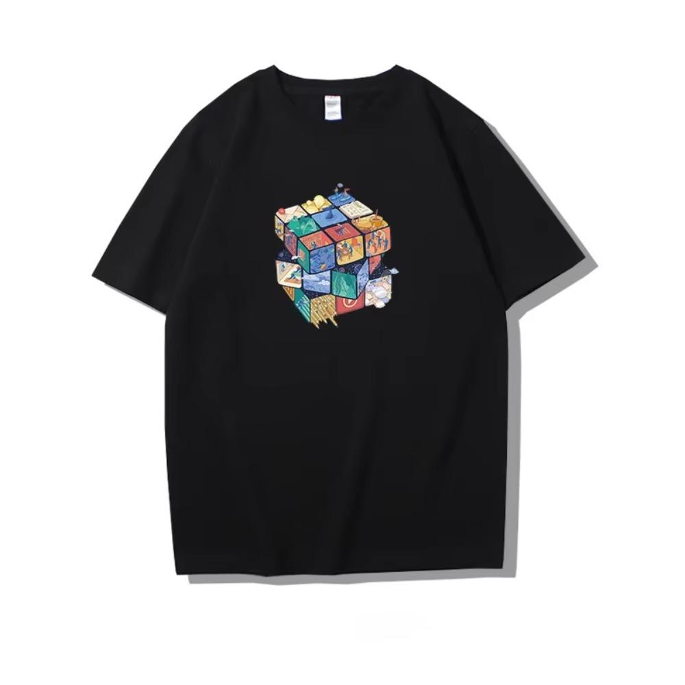 Summer Original Rubik's Pattern Printed 100% Cotton Men And Women Clothing for Casual T Shirt Fashion Trend T-Shirt