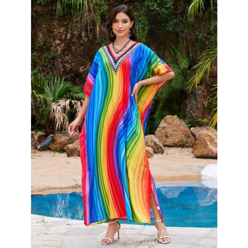 Plus Size Women's New Beach Blouse Print Loose Holiday Bikini Sunscreen Swimsuit Blouse
