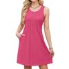 Women's Casual Fashion Breathable Solid Color Vest Dress With Pockets