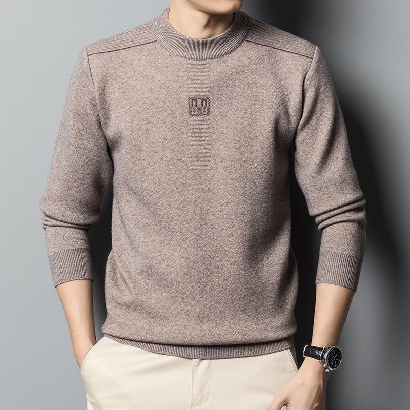 

Новый вязаный мужской свитер с защитой от скатывания, длинный рукав, круглый вырез, нижняя рубашка, осенне-зимний повседневный вязаный пуловер 4XL