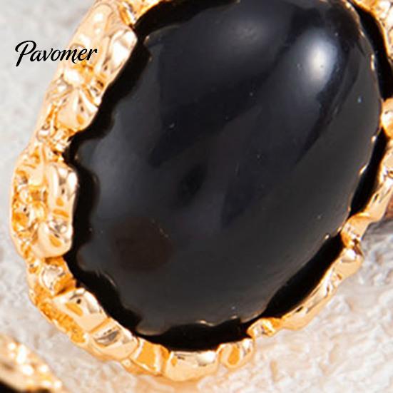 Täglicher Schmuck in Goldton 1 Paar Vintage Ovale Ohrstecker für Damen, Retro Statement Elegante Harz-Edelstein-Ohrringe, Rahmen Klobiger Stein