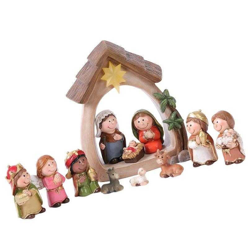 Lighted Christmas Nativity Set Light Up Christmas Nativity Scene for Christmas Decorations Indoor Tabletop Ornament HX6C