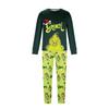 Pijama Familiar Navideño Estampado GRINCH Europeo y Americano - Conjunto de Hogar Festivo de Manga Larga