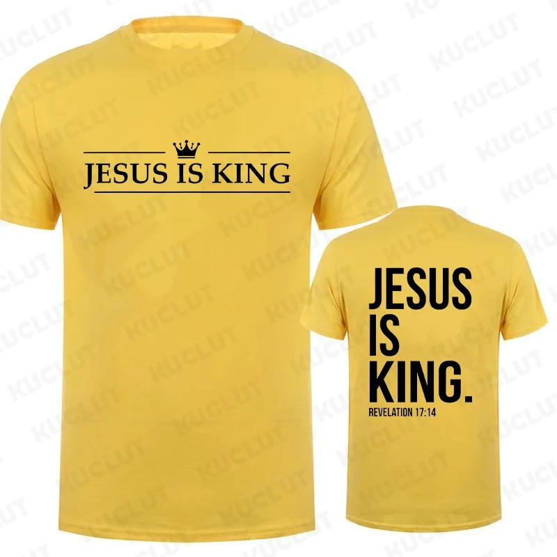 T Shirt Tees for Men Jesus Is King Print Fashion Casual Short Sleeve Tshirt for Summer Casual Tshirts Christian Faith Tshirts