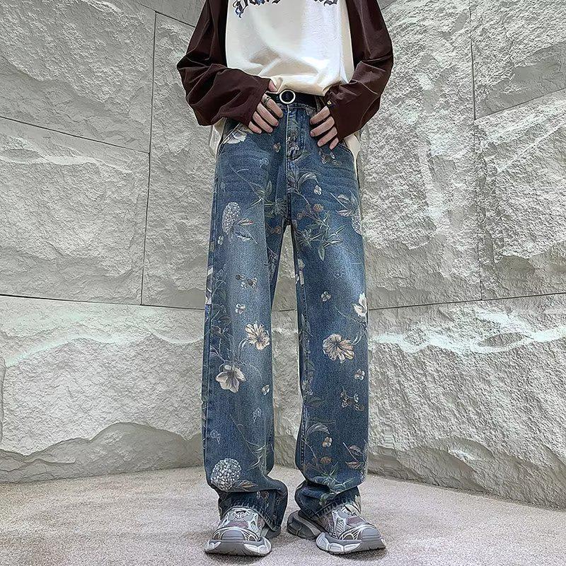 Men's Summer Retro Distressed Wide-Leg Jeans - Trendy Street Style