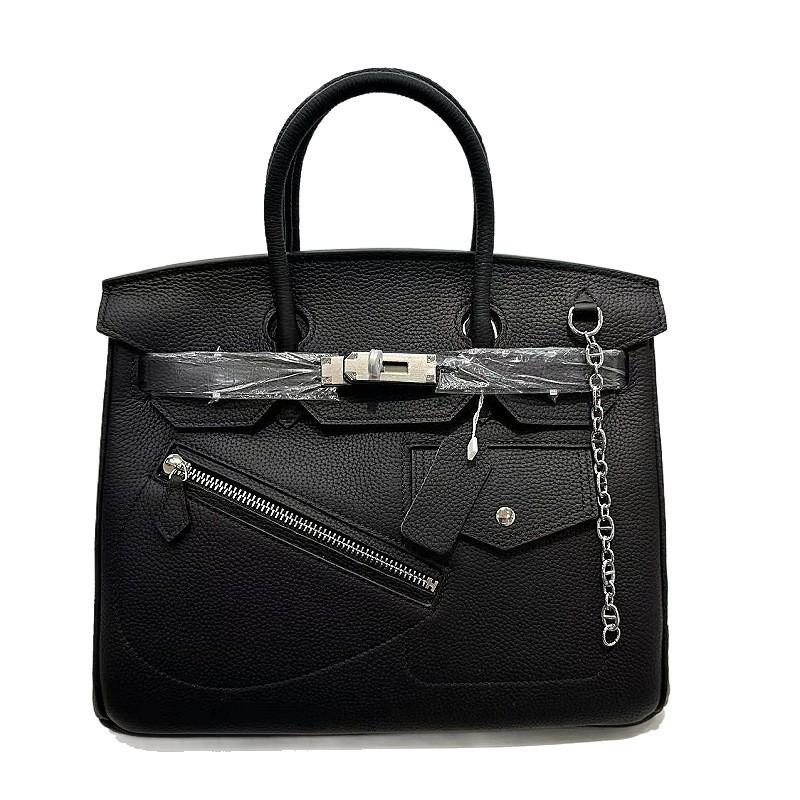 Hot Sale High-end Rock Platinum Bag First Layer Soft Cowhide Pocket Bag Zipper Bag Portable Shoulder Bag Versatile