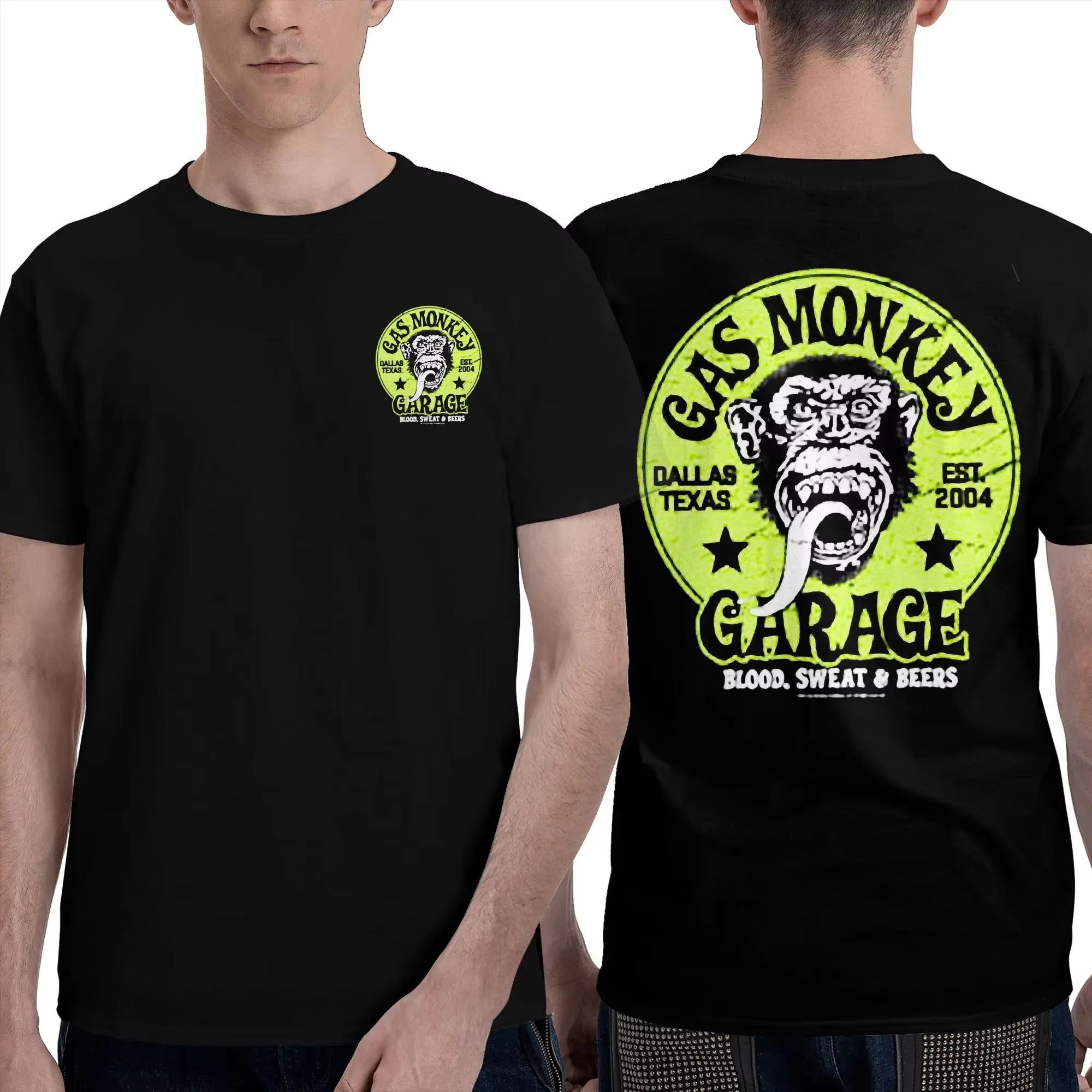 

Новая женская и мужская хлопковая футболка с двусторонним принтом Gas Monkeys Garage, летняя, с коротким рукавом, с круглым вырезом, 2026, уличная одежда, хлопковые топы S