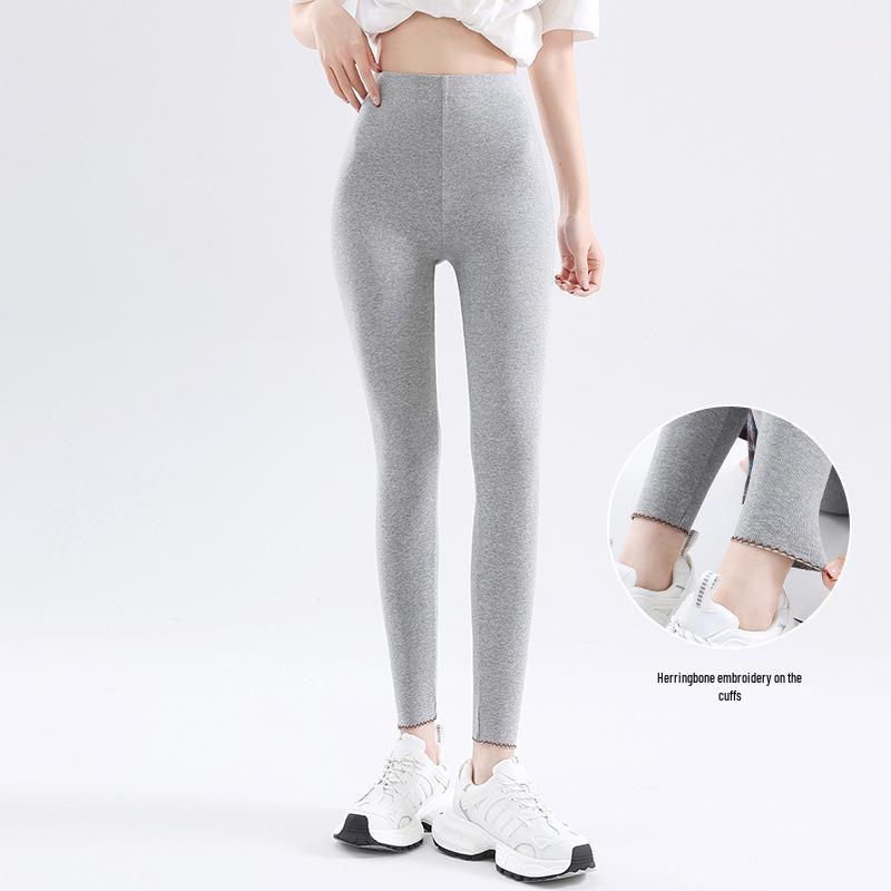 Women s High-Waisted Slimming Cotton Pants with Embroidered Ankles - Versatile and Comfortable Spring 2026 Style. M