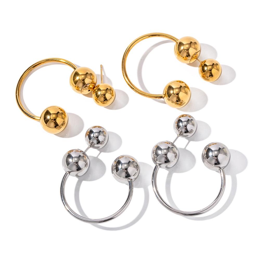 Geometric Stainless Steel Earrings Trendy Ball Design For Fashionable Women