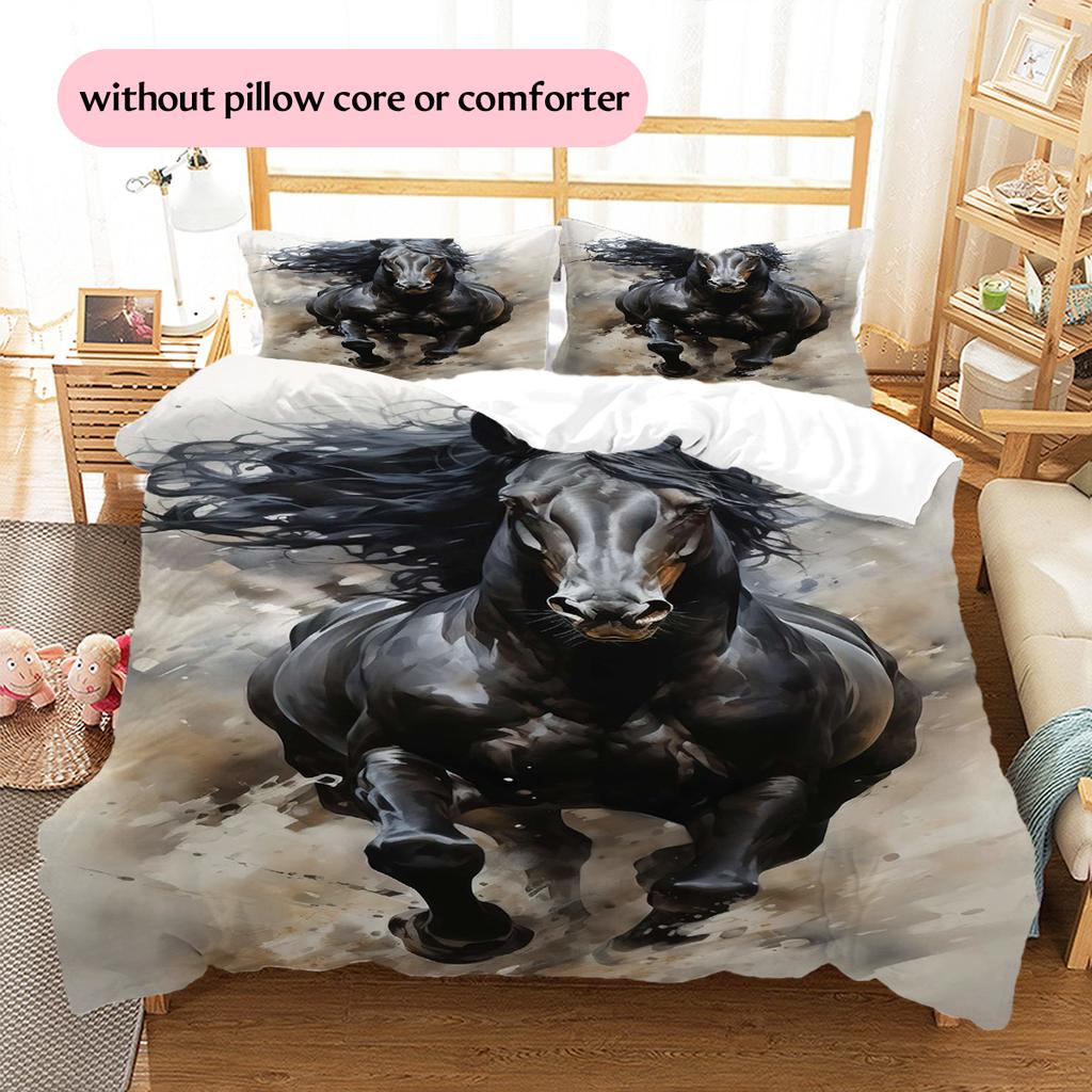 1PC Horse Bedding Quilt Set Quilt Cover Pillowcase Home Decoration Birthday Gift (1 * Duvet Cover + 15 * Pillowcase, Without Core)