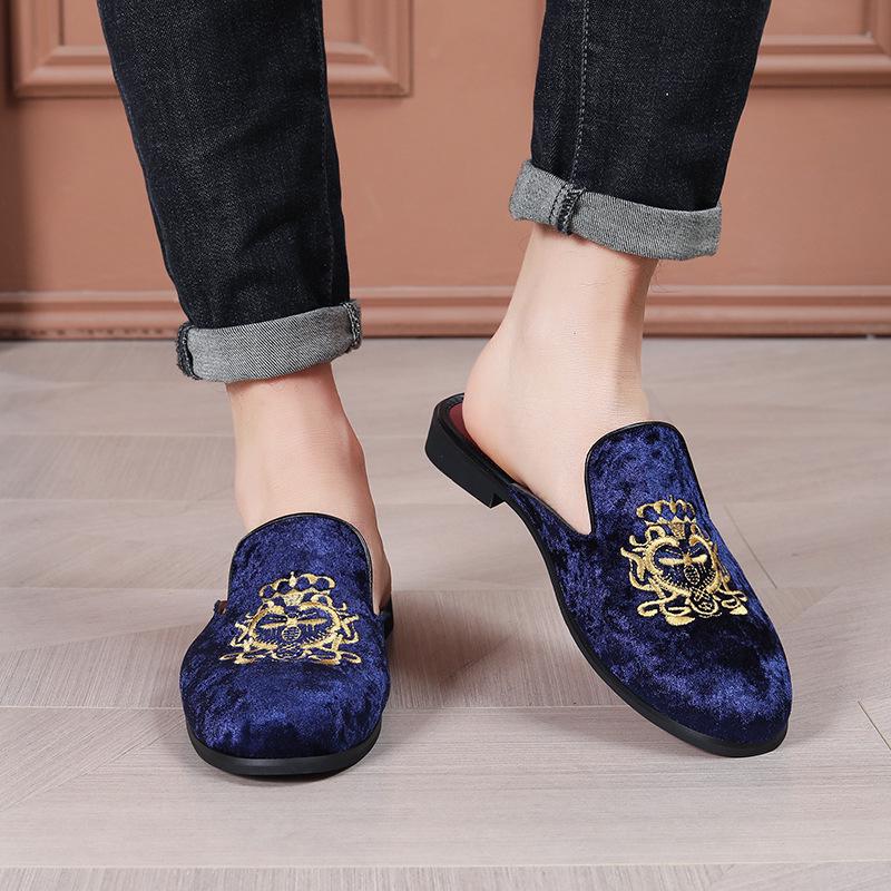 Men's Embroidered Slip-On Loafers: Summer Breathable Round-Toe Casual Shoes