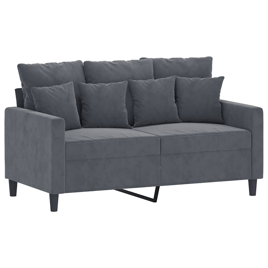 Vidaxl 2-Seater Sofa, Dark Grey, 120 Cm, Upholstered In Velvet