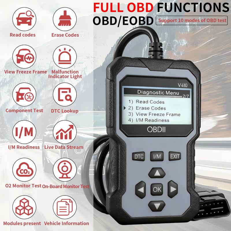 Advanced Obd Ii Scanner Car Engine Fault Code Reader Can Diagnostic Scan Tool, Reads and Erases Error Codes from Obd2 Protocol Vehicles from 1996 or