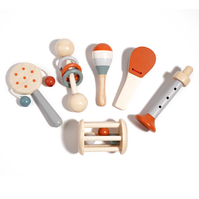 Baby Holz Handrassel & Krippenmobile - Frühpädagogisches Beruhigungsspielzeug