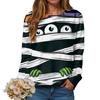 Halloween Serie 3D Digital bedrucktes Damen Harajuku Style Casual Rundhals Langarm T-Shirt