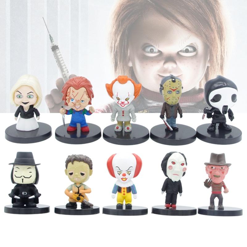 Sada 10 PVC figurek postav z hororových filmů Chucky, Joker, The Crow a další!