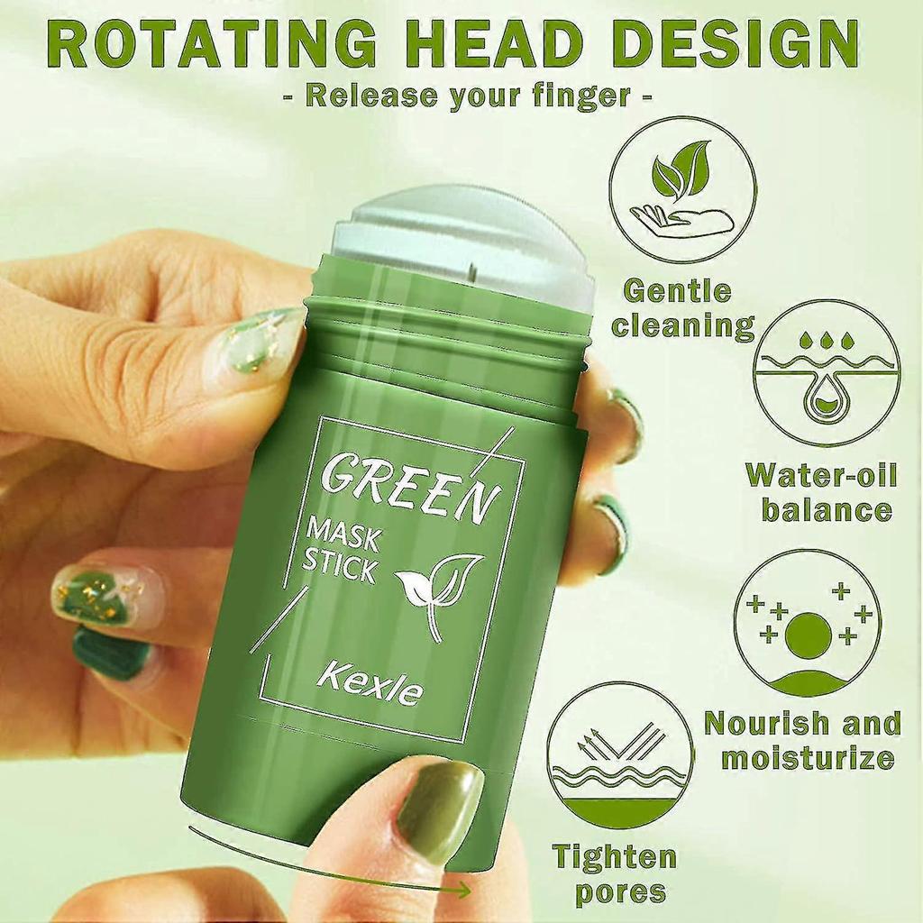 2 Pcs Green Tea Mask Stick Blackhead Remover Deep Cleansing Smearing Clay Moisturizes Oil Control Purifying Clay Mask Stick-Green Tea