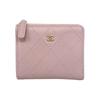 Used Card Case Coin Case L-Zip Compact Wallet AP4921 Matelasse Coco Mark Pink CHANEL