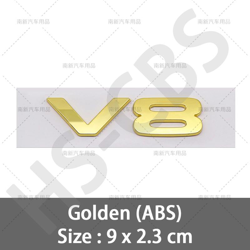 3D ABS Bilmotor Slagvolym Logotyp V8 Bokstav Emblemet Bakluckeemblem Auto Baklucke Dekaler