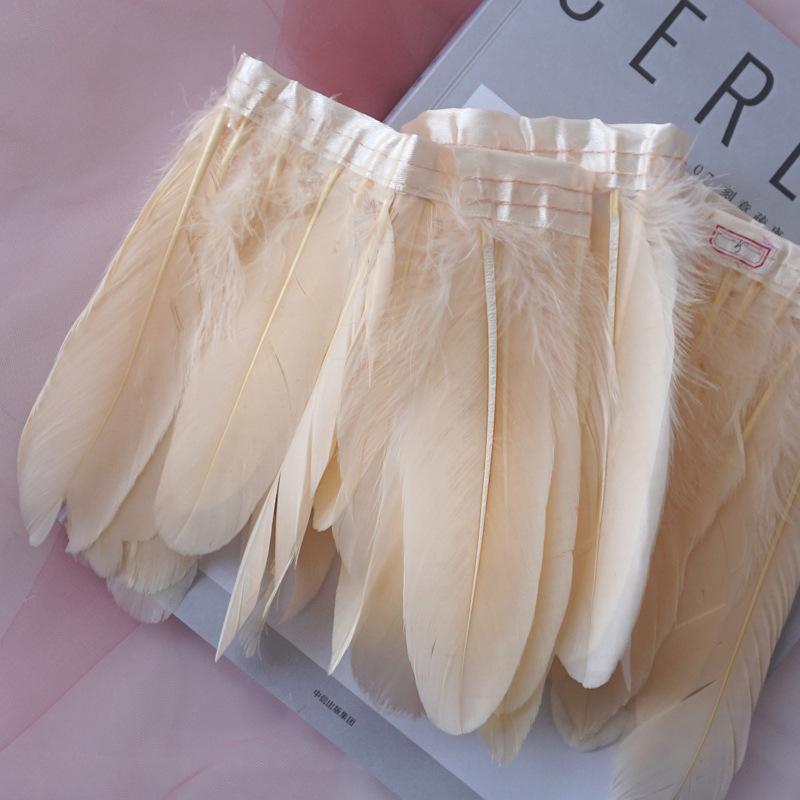 Color Hard Floating Feather Cloth Edge Goose Feather Cloth Strip Diy Feather Flower Skirt Shawl Stage Costume Wing Decoration