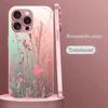 Elegantes Rosa Blumenmuster Rosa Metallic Lack Glas Handyhülle Für iPhone 17 16 15 14 13 12 11 Pro Max Plus 16E 17Air Hülle