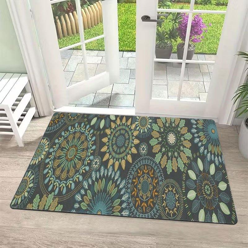 Animal Print Throw Blanket Absorbent Doormat Non Slip Area Rug Cartoon Cat Design For Home Entryway Decor