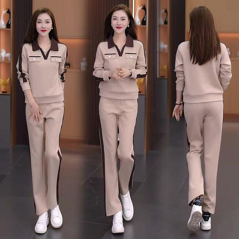 2024 Women's Slim Fit Sports Suit: Fashionable Spring & Autumn Casual Two-Piece Long-Sleeve Sweater Set