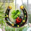 Acrylic Lucky Horseshoe with Four-Leaf Clover & Ladybug Suncatcher Stained Glass Effect Window Hanging Ornament St. Patrick's Day Gifts