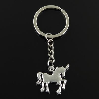 Fashion Keychain 30x26mm Horse  Silver Color Pendants DIY Men Jewelry Car Key Chain Ring Holder Souvenir For Gift