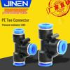 PE T-type Pneumatic Quick-connect Tee Connector 4-12 Mm