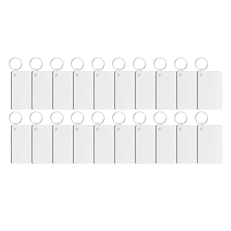 AEE4-30PCS Sublimation Keychain Blanks Double Side Heat Transfer Blanks MDF Blank Board Key Rings Blanks For DIY And Craft