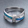 Light Luxury Style Diamond Inlaid Blue Cross Ring Versatile Ring