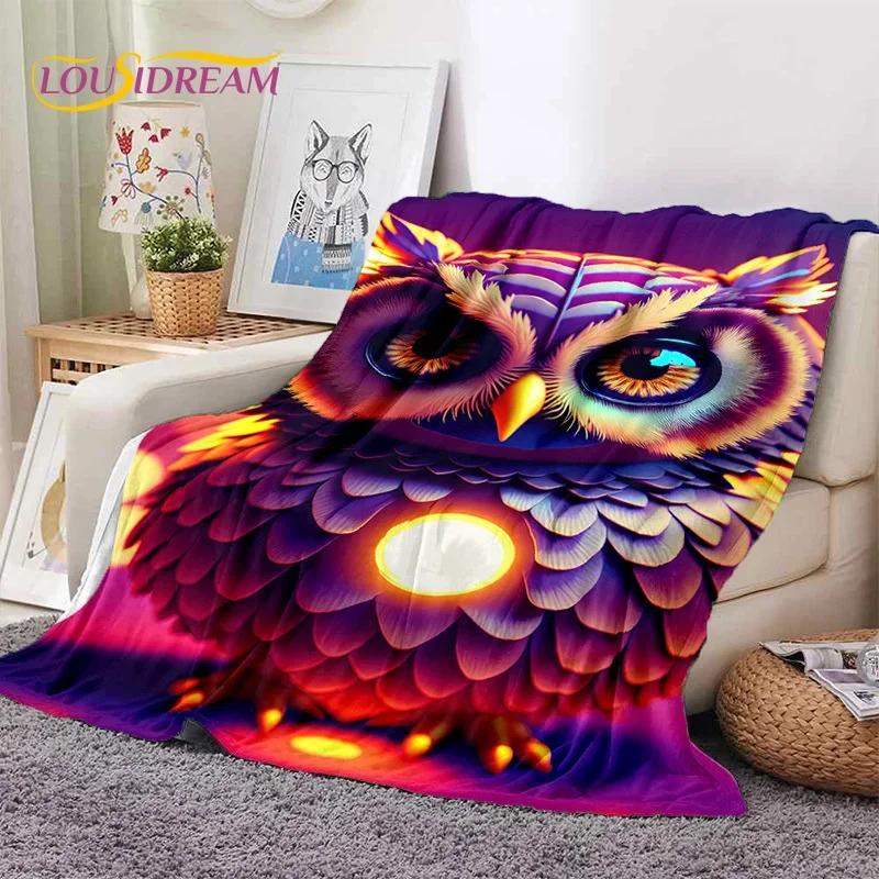 3D Cute Owl Eagle Birds Cartoon Soft Flannel Blanket for Beds Bedroom Sofa Picnic,Throw Blanket for Cover Outdoors Leisure Gift