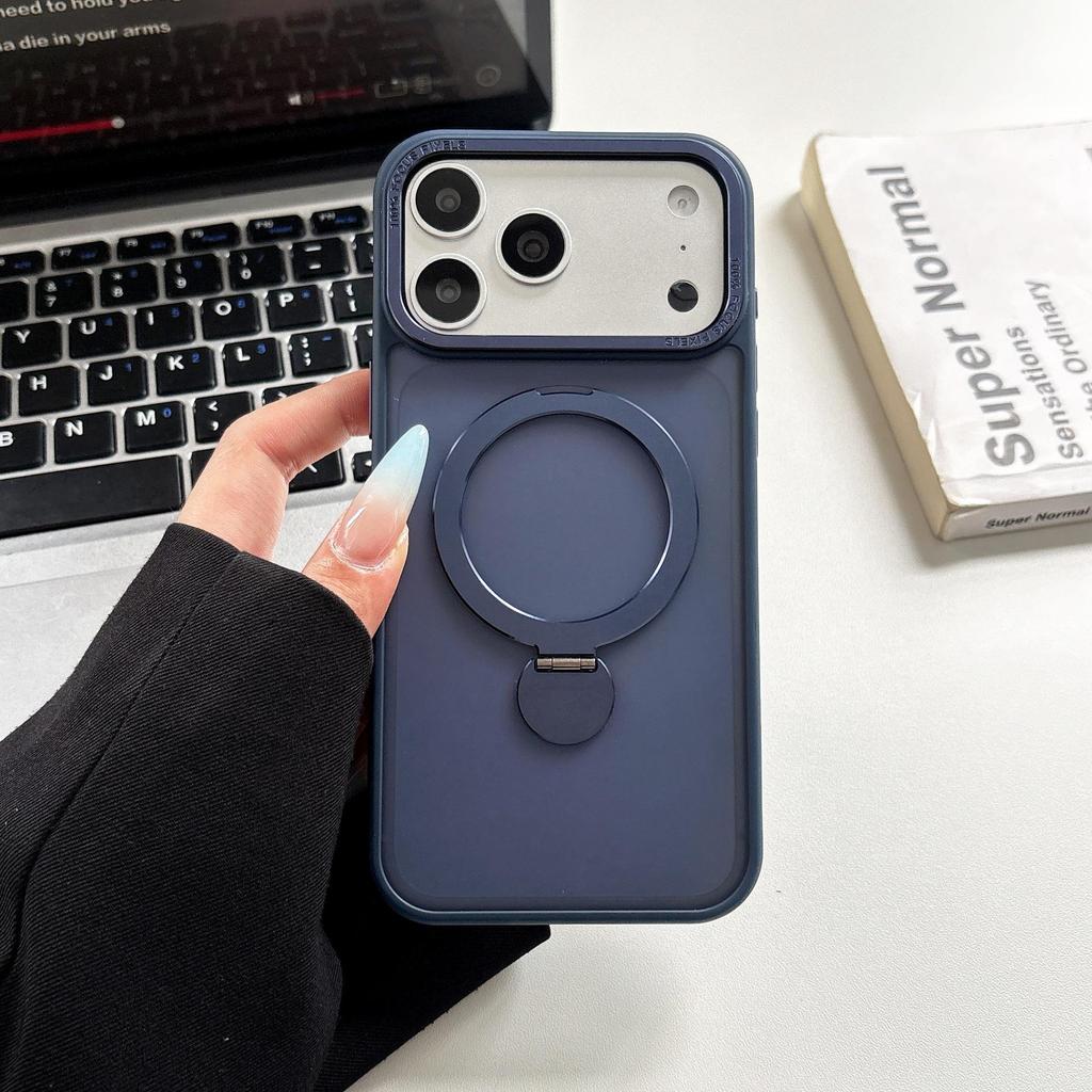 Apple 15 Pro Max/17 Pro Max Phone Case with Invisible Magnetic Rotatable Bracket