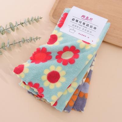 4Pcs Soft Absorbent Kitchen Cleaning Cloths Coral Fleece Reusable Dishcloth Napkins Tableware Cleaning Wipe