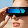 Futuristic Cyberpunk Sunglasses, UV400 Protection Sunglasses, Irregular Shape Punk Shades for Beach Party Outdoor Sports
