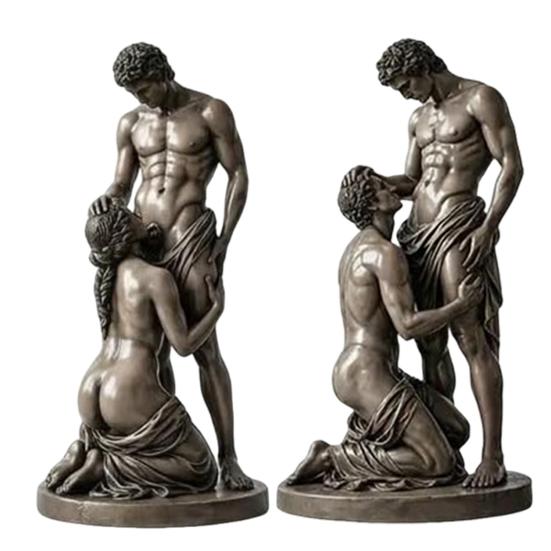 Statue Ornament, Mythology Collectible Bookshelf Vintage Ornament with Distressed Bronze Texture Wrinkled Clothing Pattern for Home Living Room