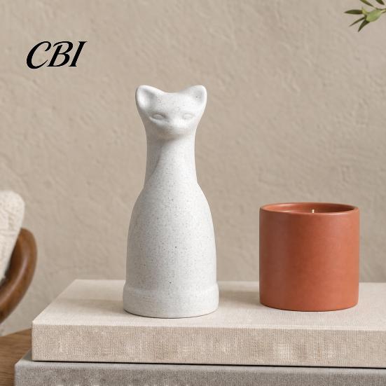 Small Desktop Decoration 3D Printed Cat Ornament, Minimalist Geometric Design, One-Piece Contemporary Art Piece Durable Sculpture, for Home