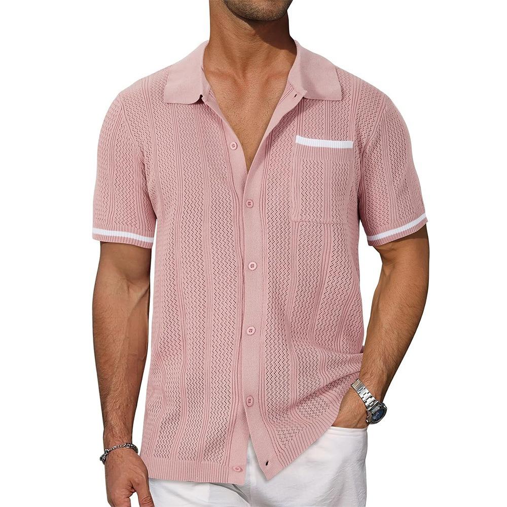 Men's Shirts Short Sleeve Patchwork Shirt Summer Casual Turn-down Collar Shirts Beach Vacation Style Shirts