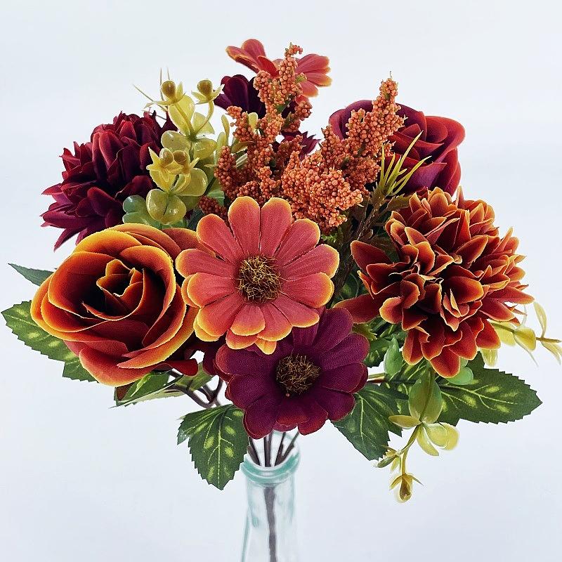 

Vibrant Artificial Peony & Chrysanthemum Bouquet with Elegant Rose Accents -Perfect for Home, Wedding, and Holiday Decor 1PCS