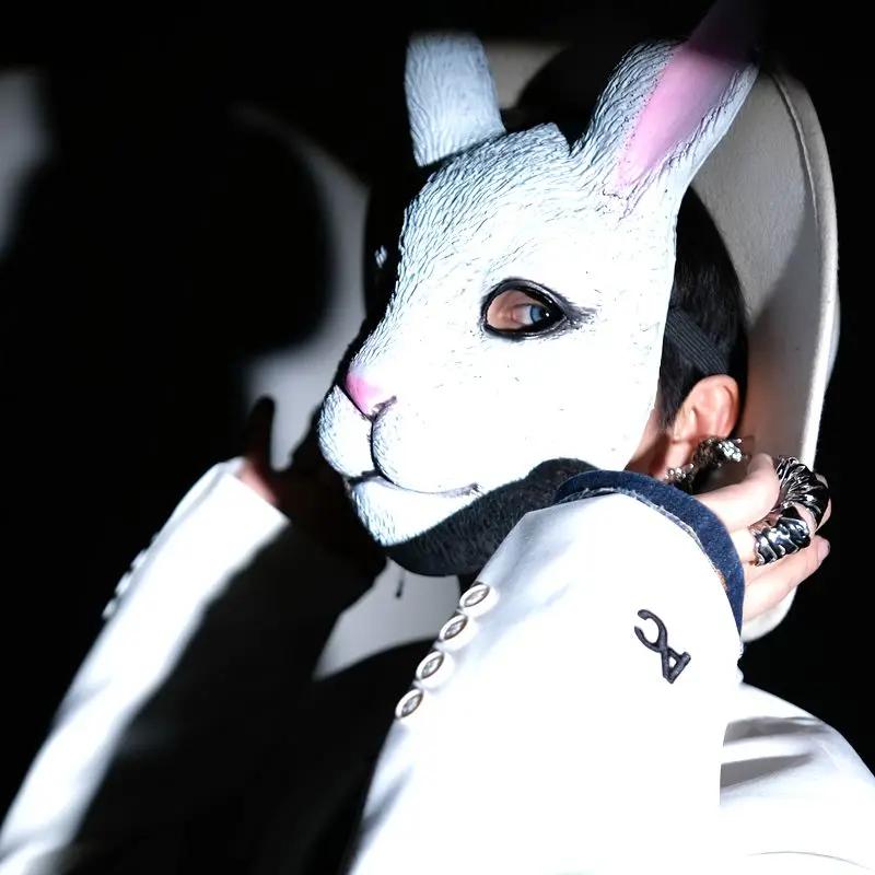 Cosplay Bunny Mask Half Face Animal White Rabbit Mask Punk Cosplay Anime Purim Easter Carnival Party Masquerade Mardi Gras Mask