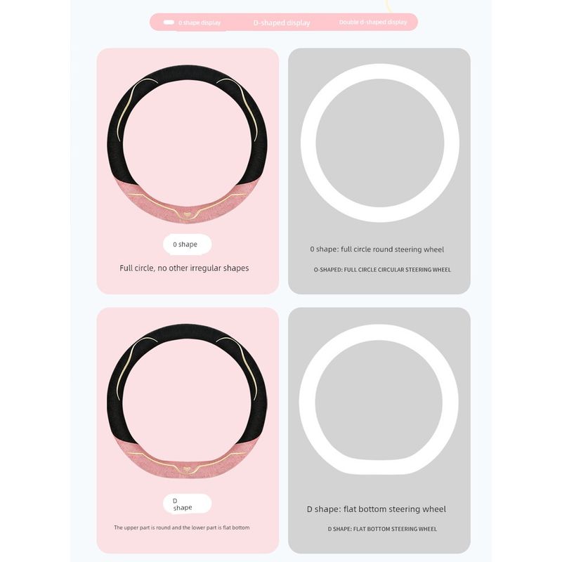 New Car Steering Wheel Cover, Autumn and Winter Style, Unisex, Plush, Warm, Non-Slip, Cartoon Cat Ears Car Handle Cover