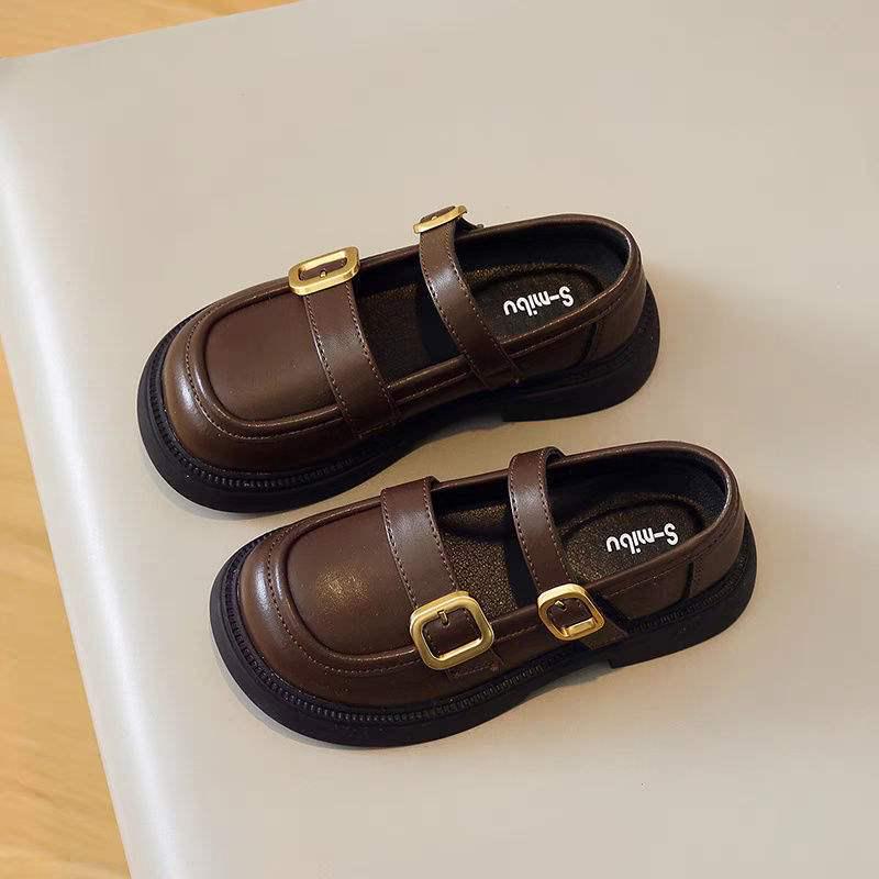 Mocassins de Couro Preto para Meninas 2025 - Sapatos de Princesa de Sola Macia Estilo Britânico Primavera/Outono