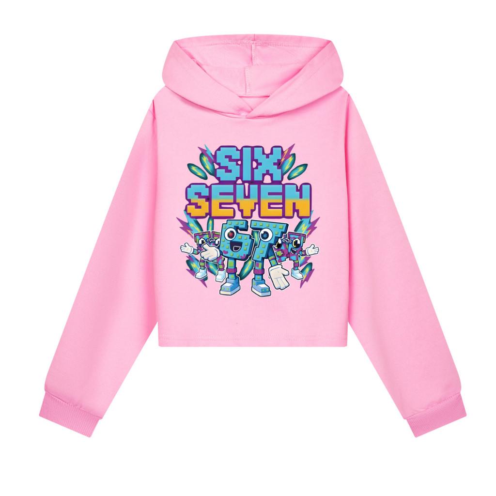 

5220 Kids Girls Steal a Brainrot 67 Six Seven Printed Casual Long Sleeves Hoodies Sweatshirt Top 170cm рожевий червоний колір
