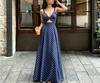 Summer New Women's Clothing Temperament Light and Mature Wind Polka Dots Waist Thin Suspender Dress Long Dress Women